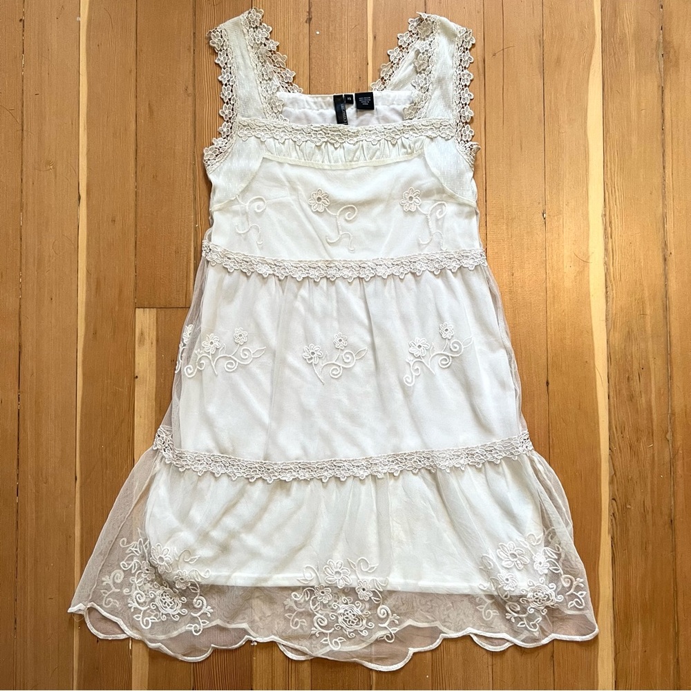 Y2K cream lace boho dress XS